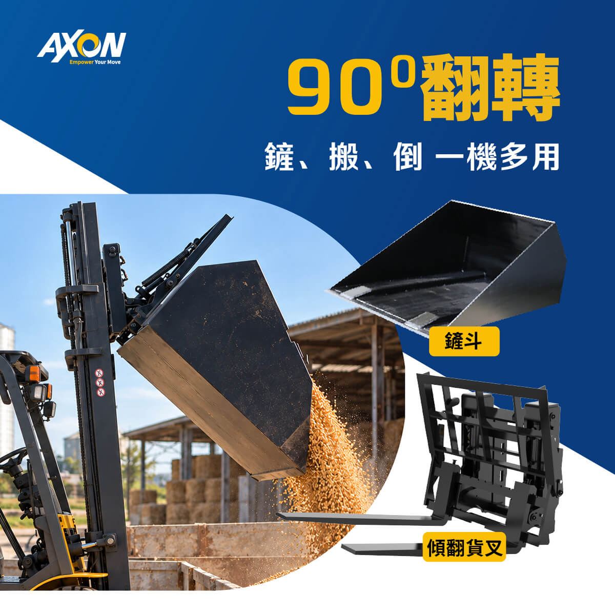 AXON勤工-鏟斗+傾翻貨叉